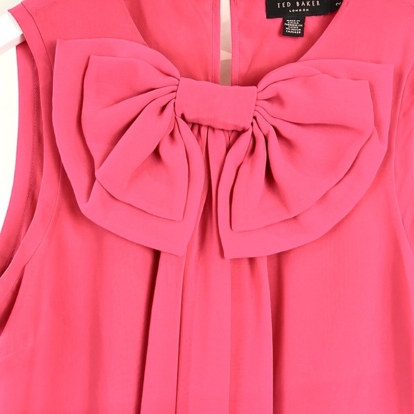 Ted Baker Pelayo Pink Bow-Neck Chiffon Mini Dress - Picture 5 of 13